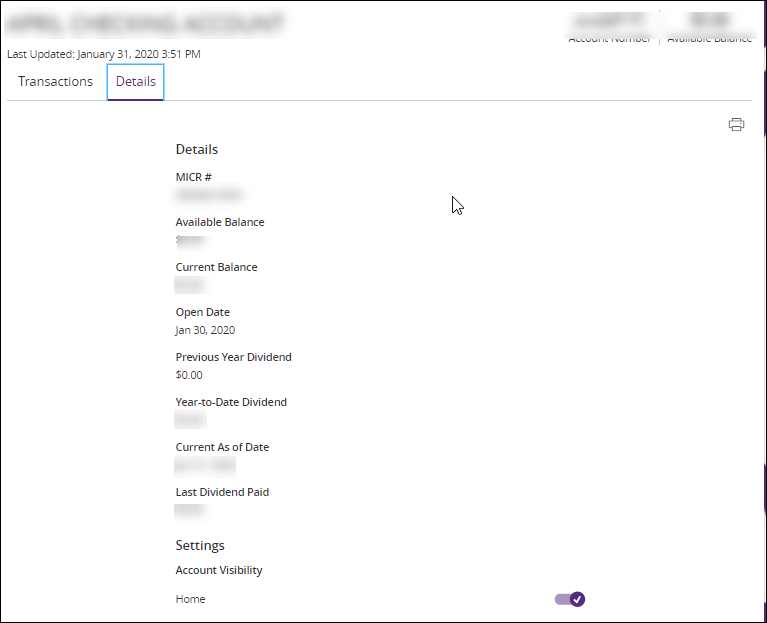 Deepstate Bank Online Account Details tab screenshot